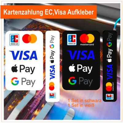 Kartenzahlung EC, Visa, Apple Pay, Google Pay - 4 Stück Kartenzahlung EC, Visa, Apple Pay, Google Pay - 4 Stück