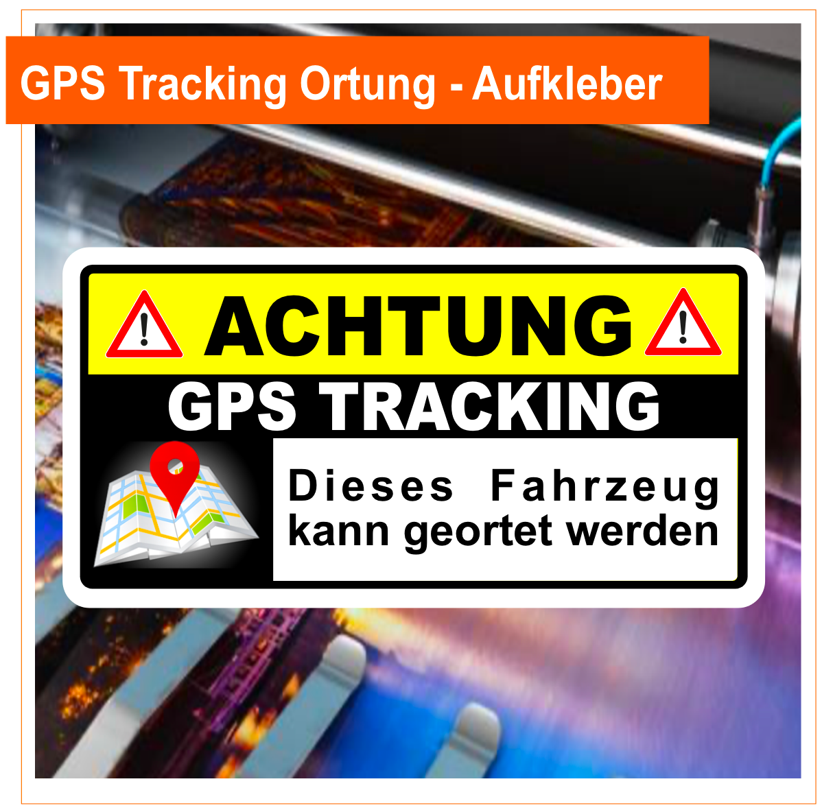 Achtung GPS Tracking Aufkleber (2 Stück 6 x 3 cm)