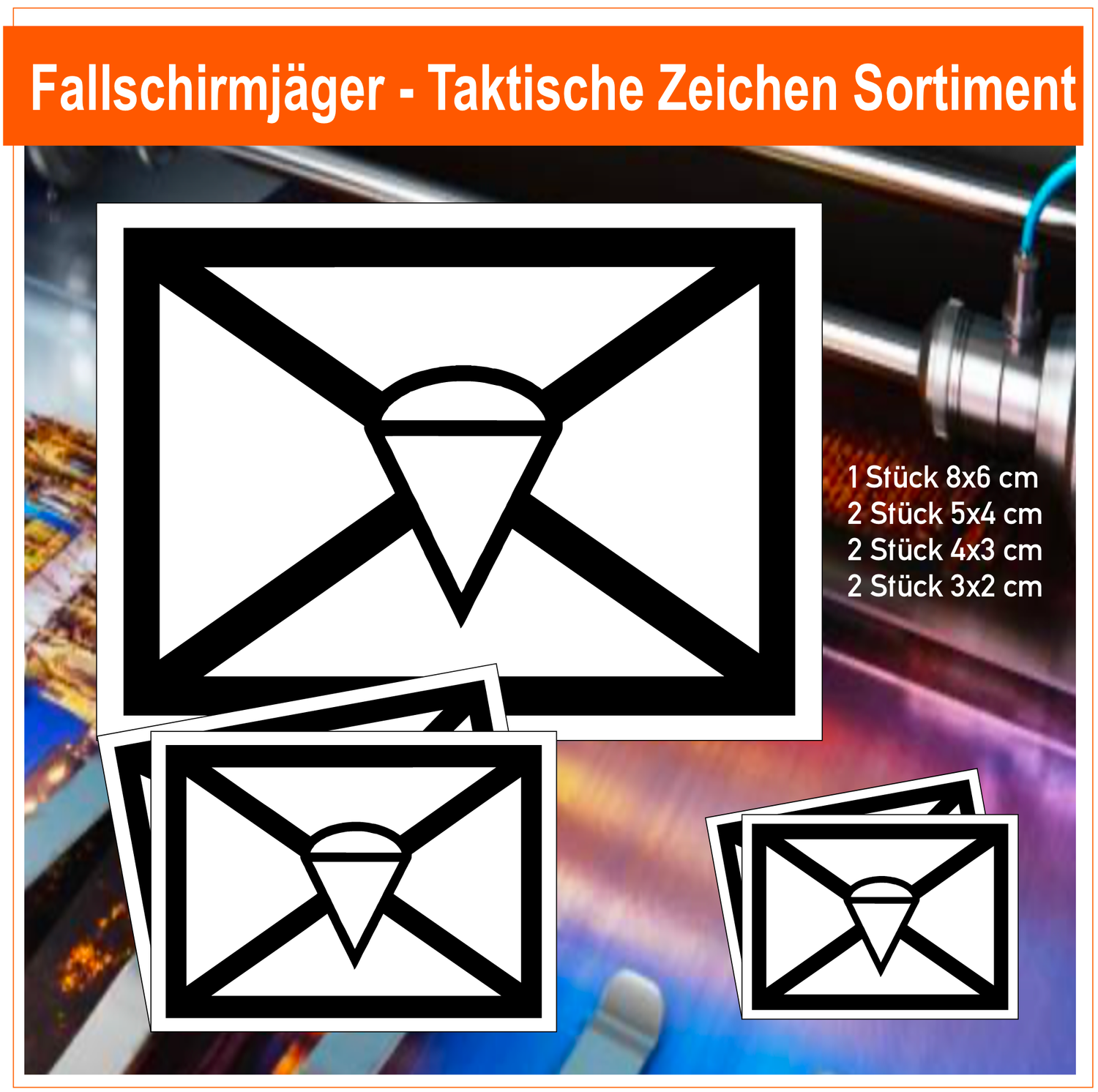 Fallschirmjäger - Taktische Zeichen, 7 Stück Aufkleber Sortiment