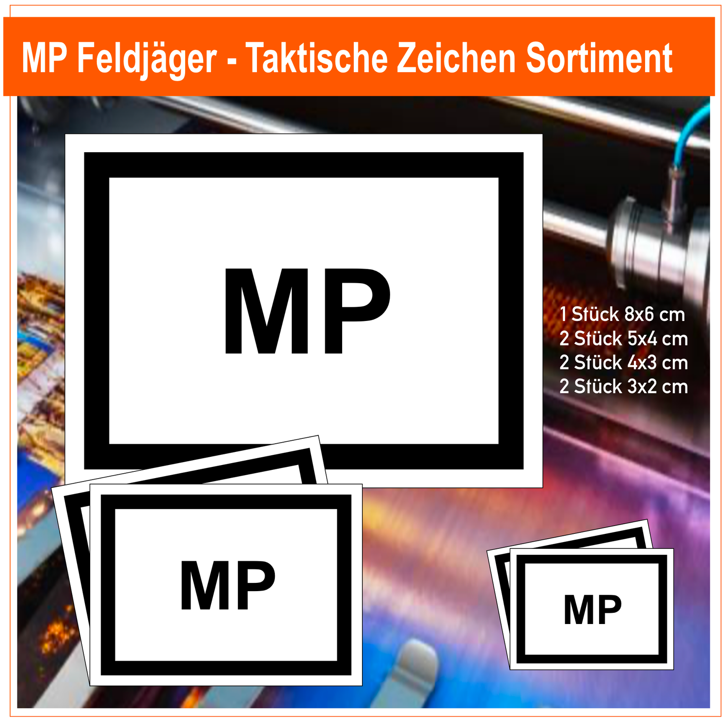 MP Feldjäger - Taktische Zeichen, 7 Stück Aufkleber Sortiment