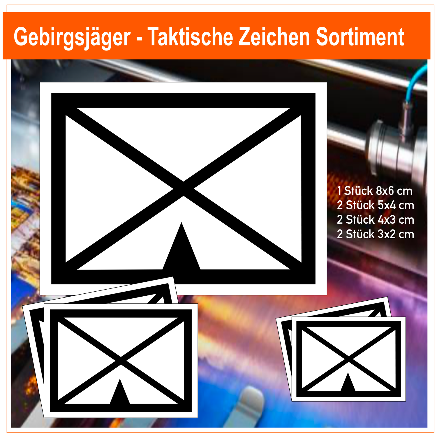 Gebirgsjäger - Taktische Zeichen, 7 Stück Aufkleber Sortiment