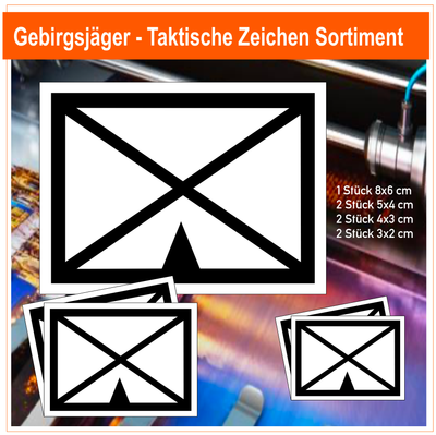 Gebirgsjäger - Taktische Zeichen, 7 Stück Aufkleber Sortiment