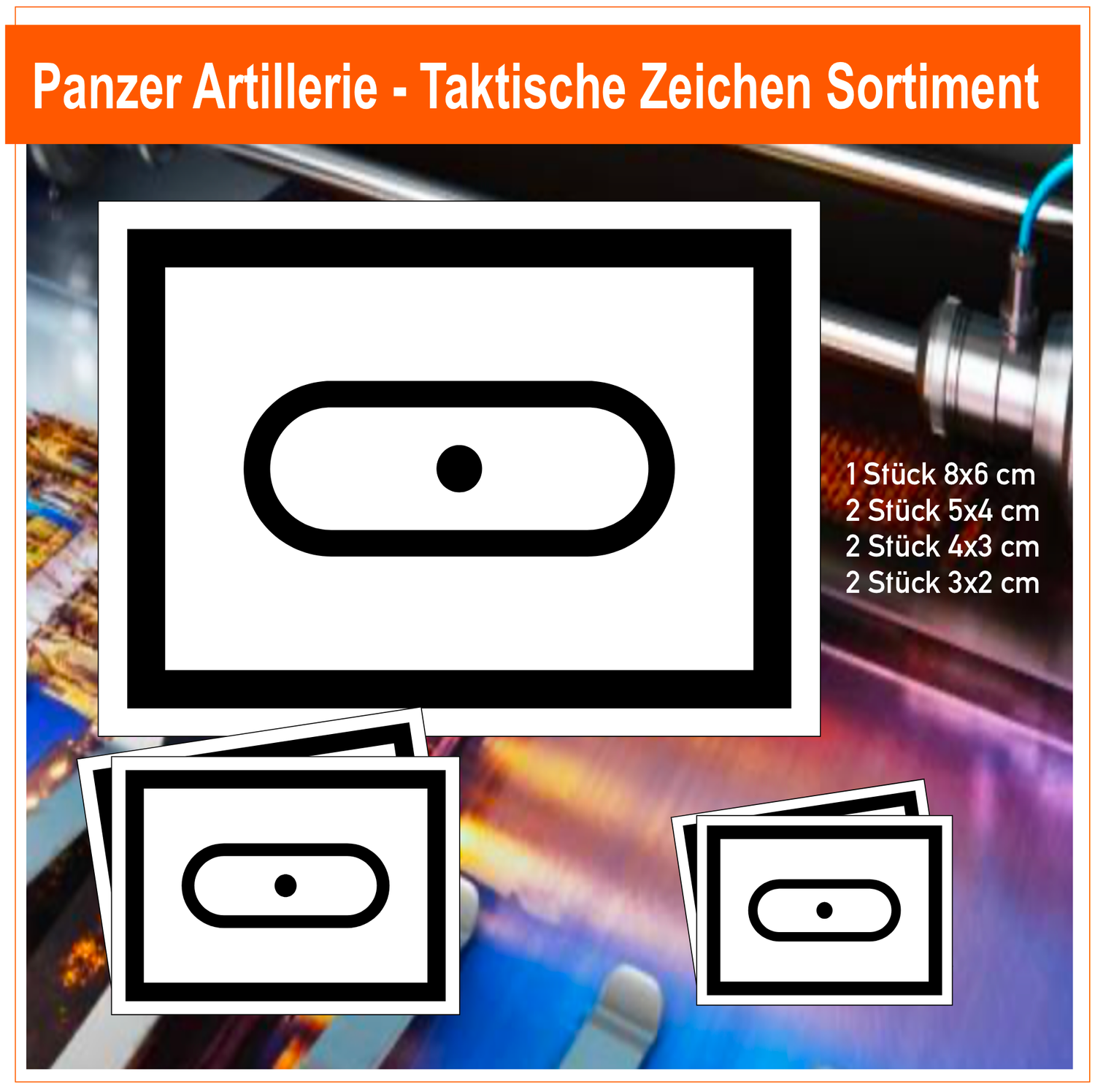 Panzer Artillerie- Taktische Zeichen, 7 Stück Aufkleber Sortiment
