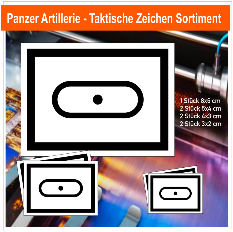 Panzer Artillerie- Taktische Zeichen, 7 Stück Aufkleber Sortiment