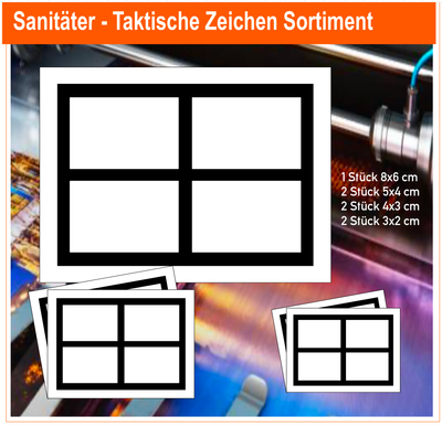 Sanitäter - Taktische Zeichen, 7 Stück Aufkleber Sortiment