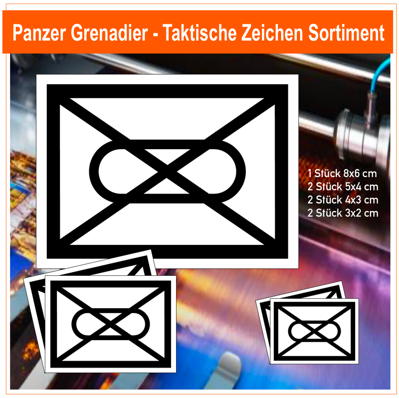 Panzer Grenadier - Taktische Zeichen, 7 Stück Aufkleber Sortiment