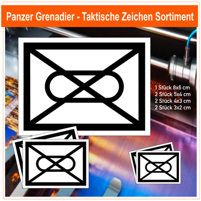Panzer Grenadier - Taktische Zeichen, 7 Stück Aufkleber Sortiment
