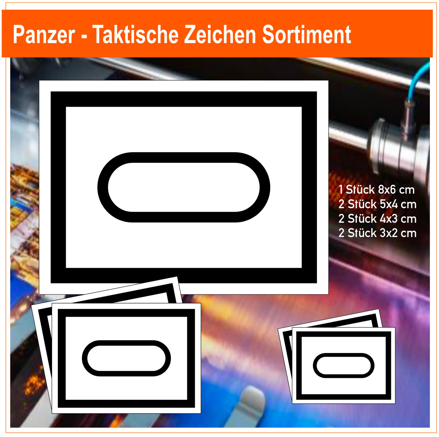 Panzer - Taktische Zeichen, 7 Stück Aufkleber Sortiment