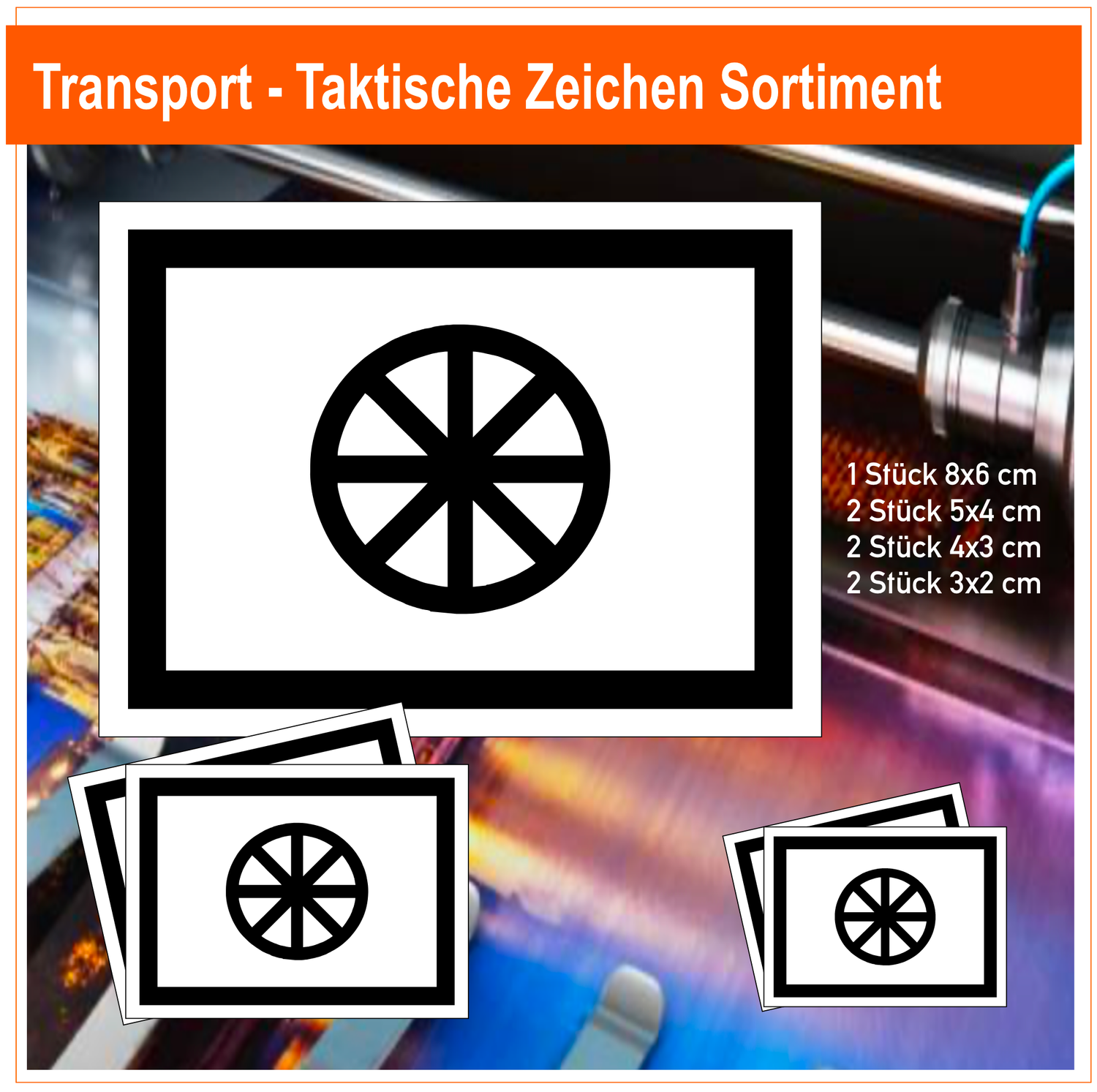 Transport - Taktische Zeichen, 7 Stück Aufkleber Sortiment