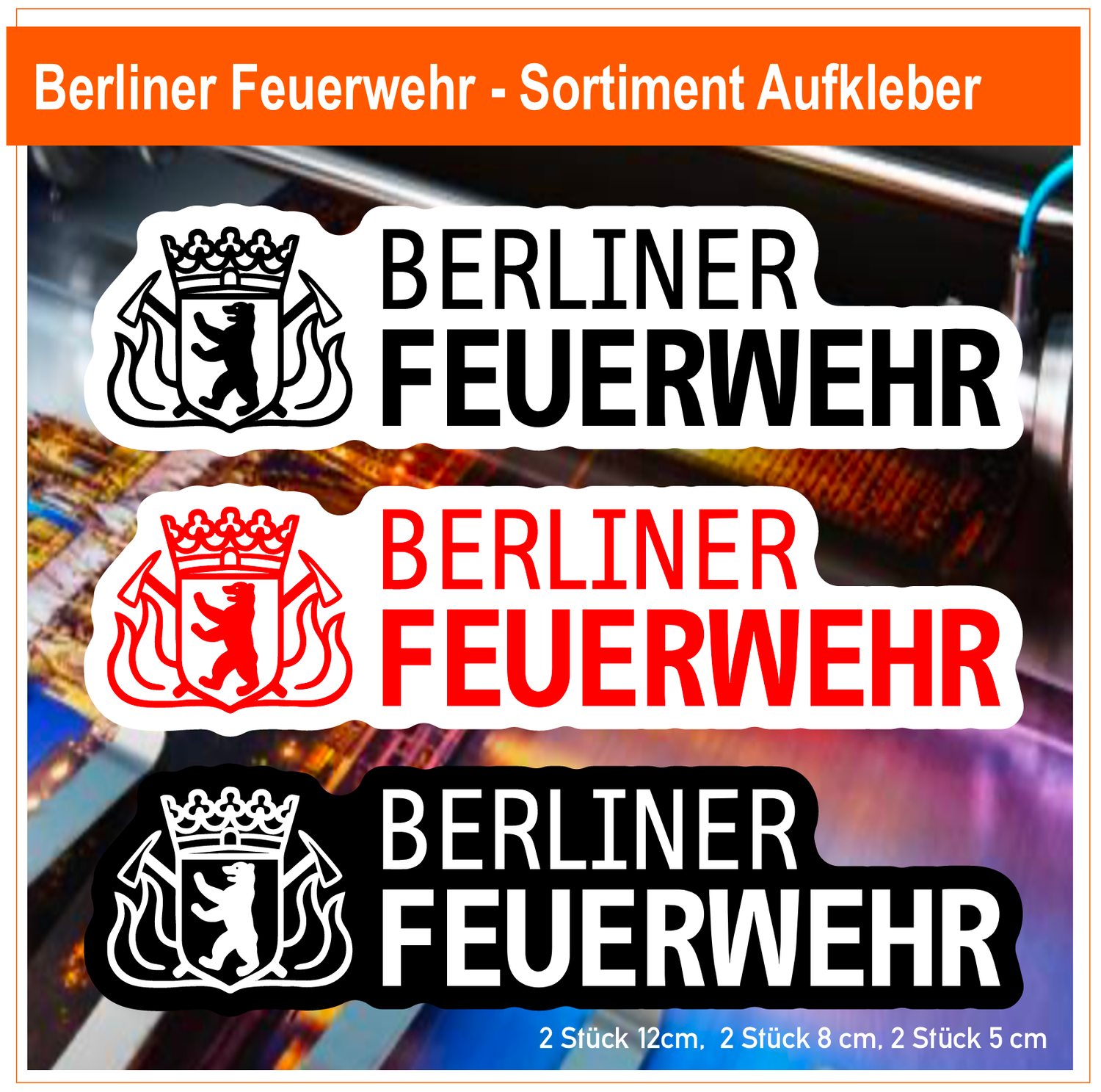 Berliner Feuerwehr Sortiment Langlogo -  Aufkleber