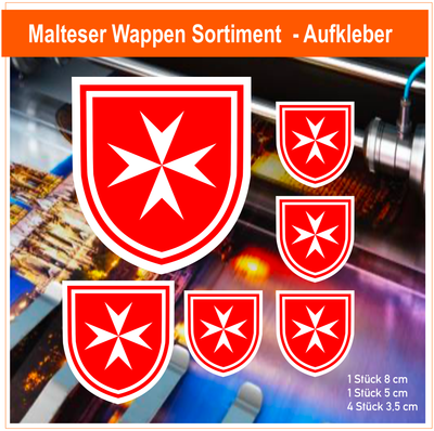 Malteser Hilfsdienst Wappen Sortiment - Aufkleber