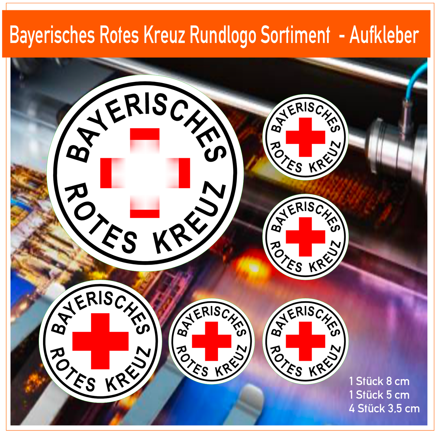 Bayerisches Rotes Kreuz  Rundlogo Sortiment - Aufkleber