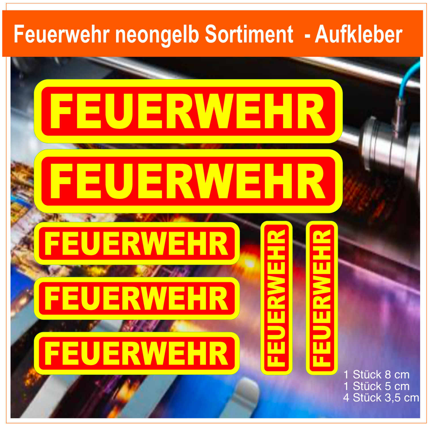 Feuerwehr neongelb Sortiment - Aufkleber