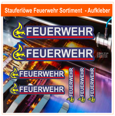 Stauferlöwe Feuerwehr Langlogo Sortiment - Aufkleber Stauferlöwe Feuerwehr Langlogo Sortiment - Aufkleber