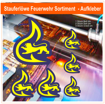 Stauferlöwe Feuerwehr Rundlogo Sortiment - Aufkleber Stauferlöwe Feuerwehr Rundlogo Sortiment - Aufkleber