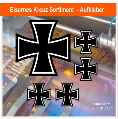 Eisernes Kreuz (mit Hintergrund) Sortiment - Aufkleber Eisernes Kreuz (mit Hintergrund) Sortiment - Aufkleber