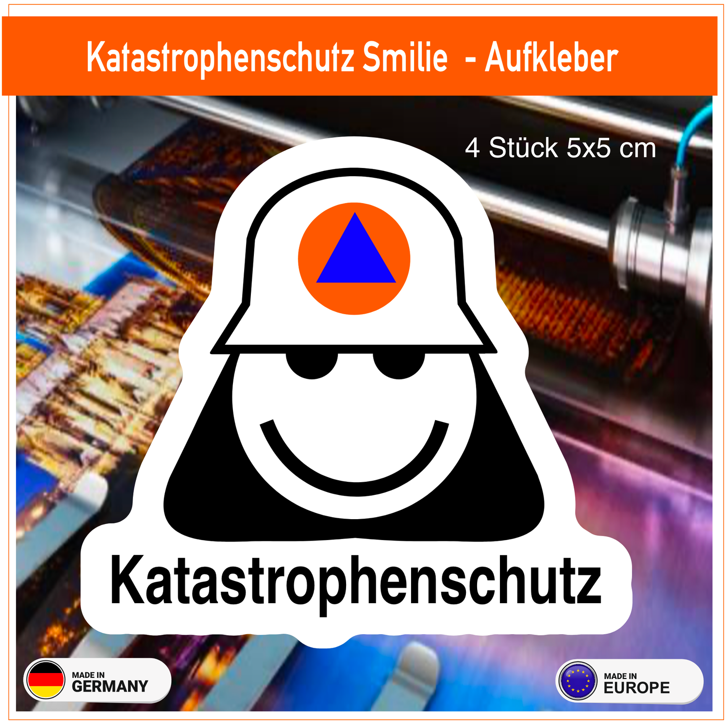 Katastrophenschutz  Smilie, Aufkleber