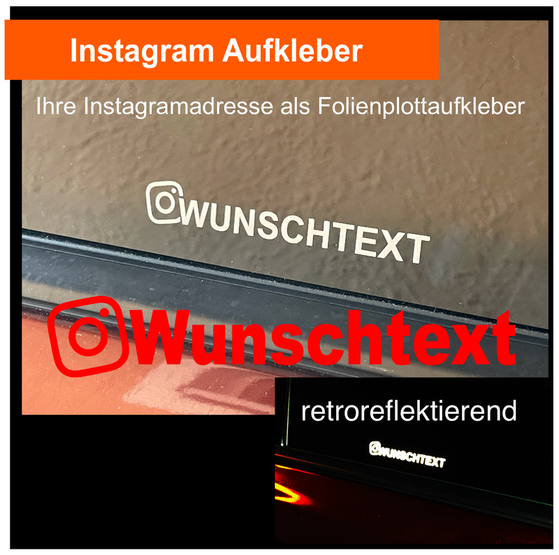 Instagram Instagram "Wunschtext" Aufkleber (3er Pack) Folienschnitt