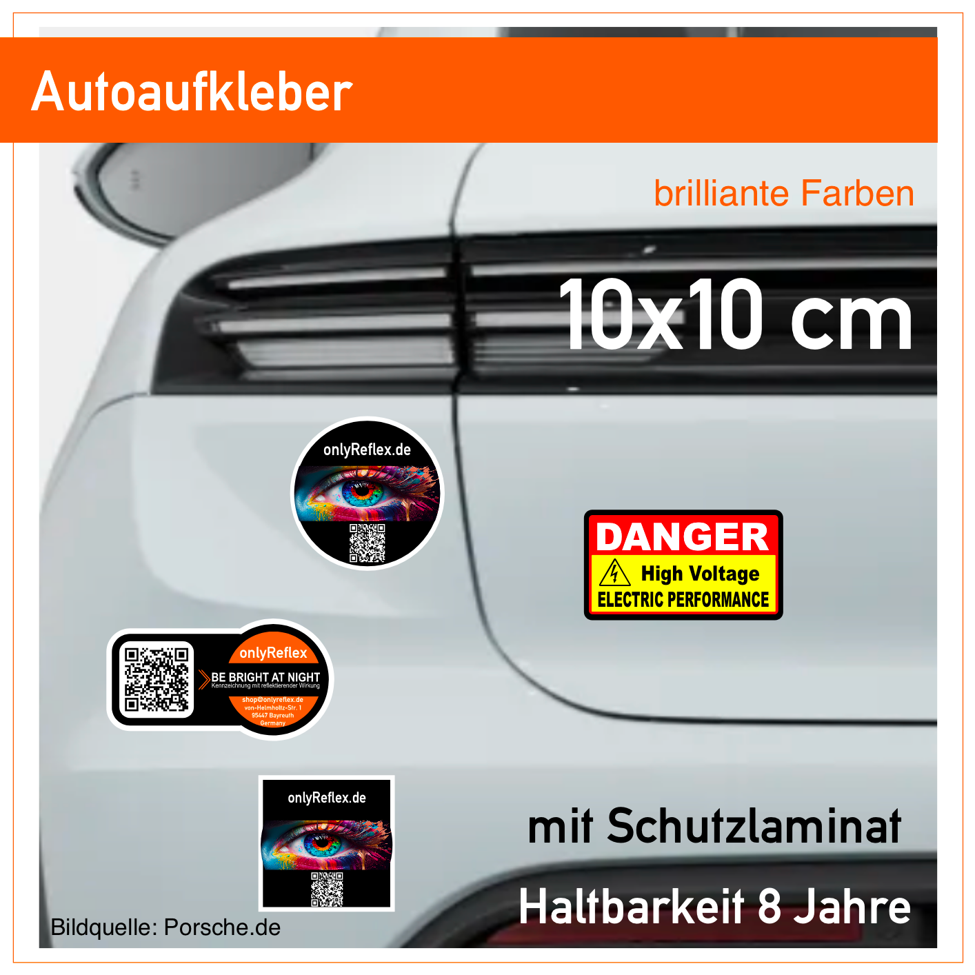 Autoaufkleber 10x10 cm Sticker - Haltbarkeit  8 Jahre  Giveaways