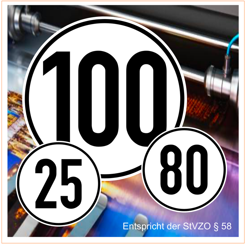 Geschwindigkeits-Aufkleber  nach StVZO § 58 - 20 cm Durchmesser