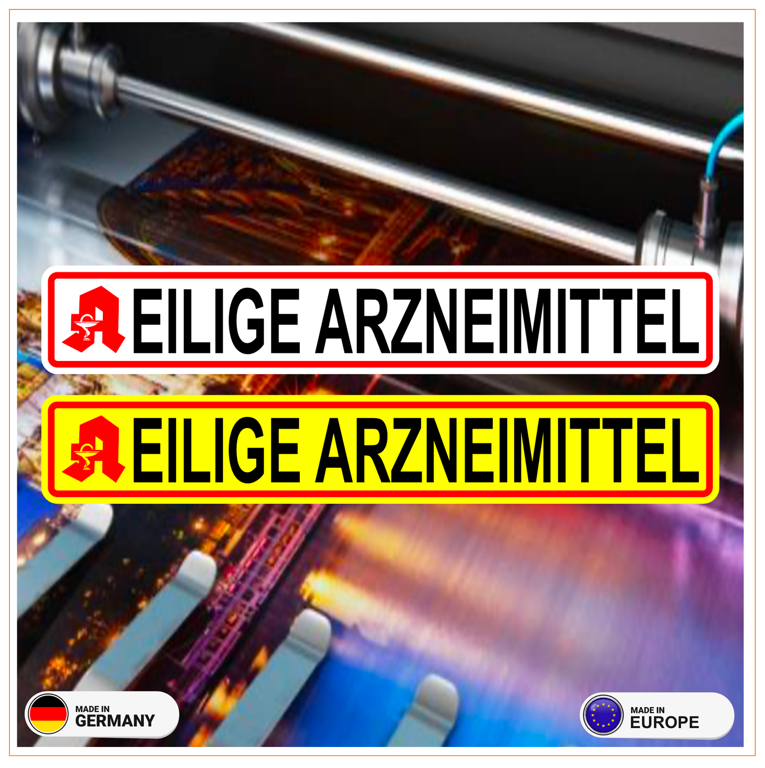 Eilige Arzneimittel Aufkleber - Langlogo