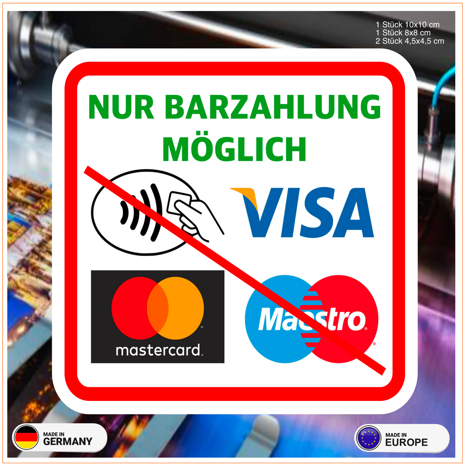 NUR BARZAHLUNG MÖGLICH - Aufkleber