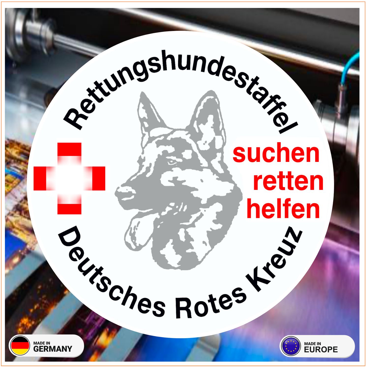 Rettungshunde Deutsches Rotes Kreuz  Rundlogo - Aufkleber