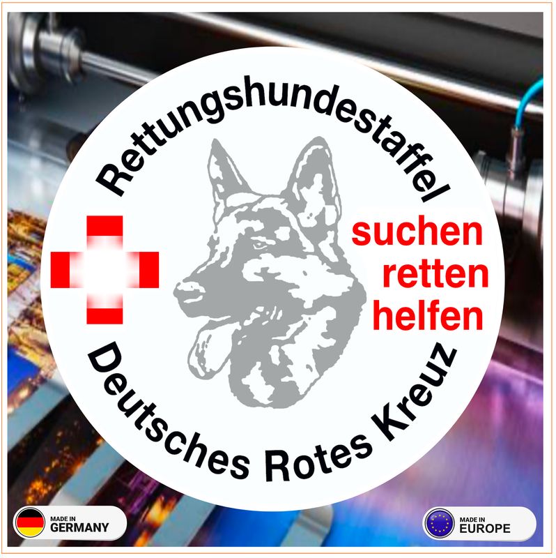 Rettungshunde Deutsches Rotes Kreuz Rundlogo - Aufkleber Rettungshunde Deutsches Rotes Kreuz Rundlogo - Aufkleber