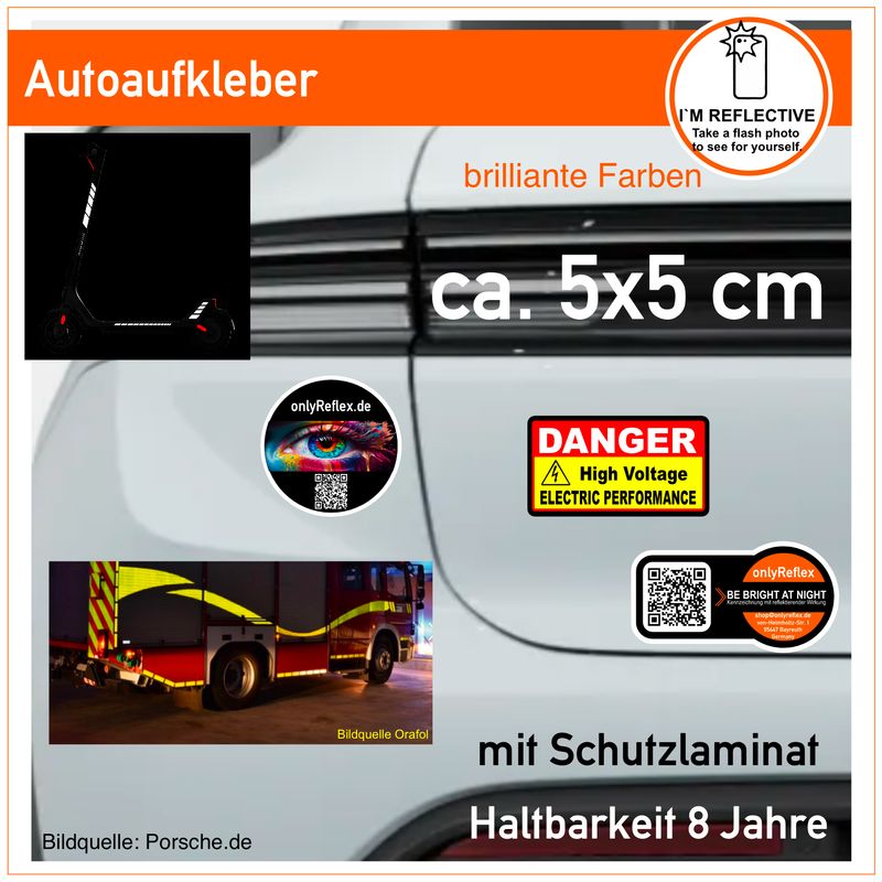 Autoaufkleber 5x5 cm Sticker - retroreflektierend Autoaufkleber 5x5 cm Sticker - retroreflektierend
