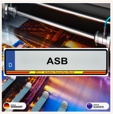 ASB Arbeiter Samariter Bund  Nummernschildaufkleber  (VE 2 Stück)