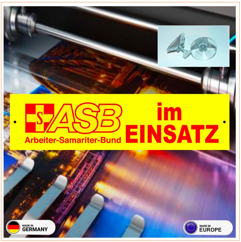 ASB im Einsatz - Schild mit Saugnapf ASB im Einsatz - Schild mit Saugnapf