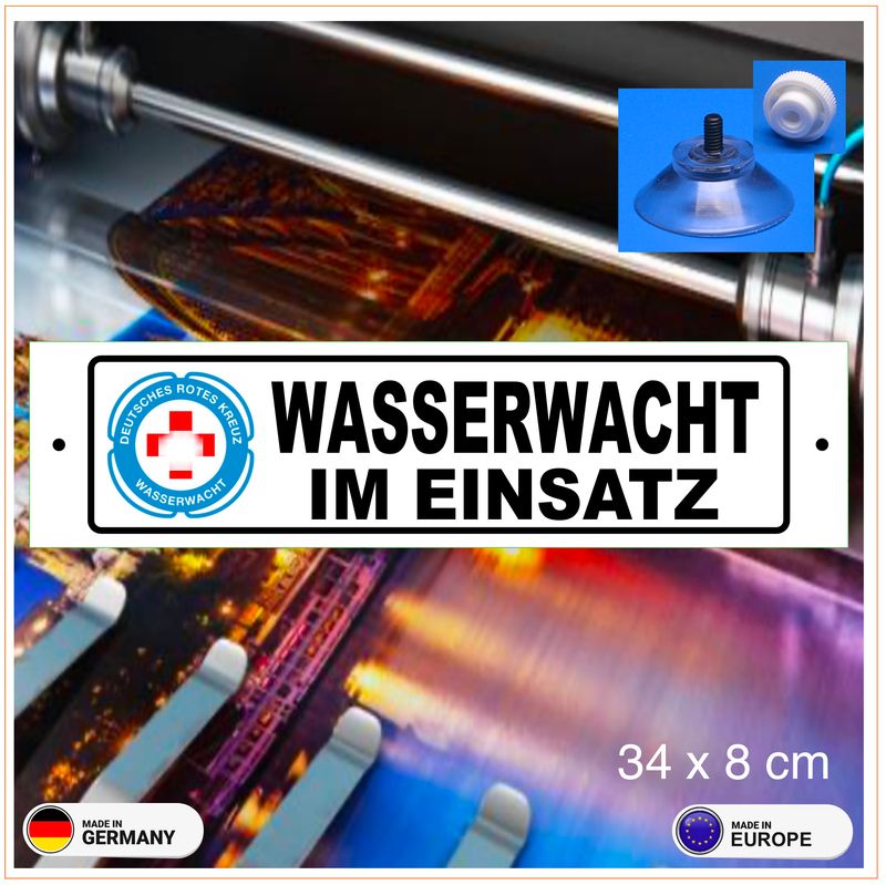 Wasserwacht Schild mit Saugnapf Rechteckig- ca.34x8 cm Wasserwacht Schild mit Saugnapf Rechteckig- ca.34x8 cm