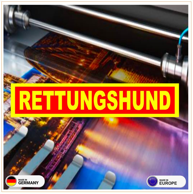 Rettungshund neongelber tagesleuchtender  Aufkleber - Fahrzeugbeschriftung
