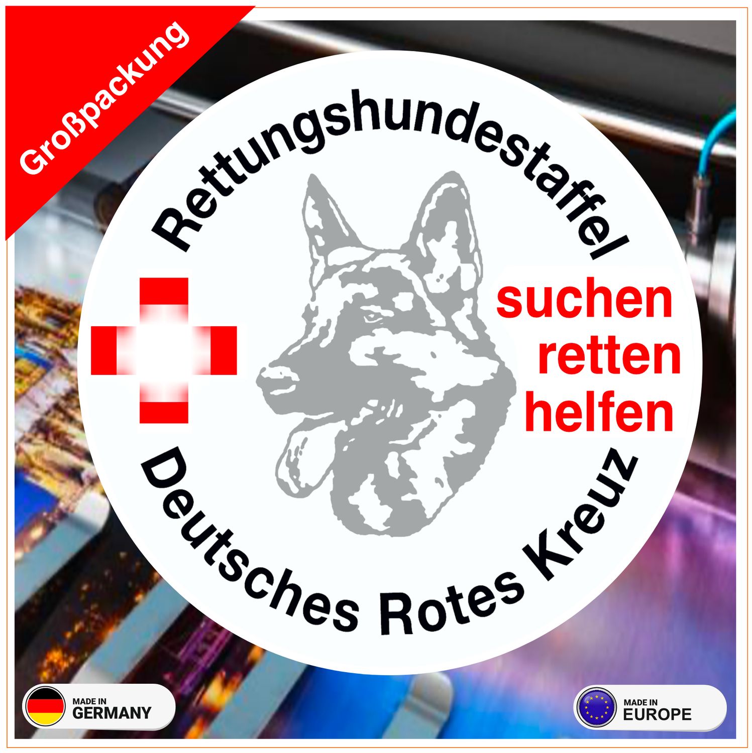 Rettungshundestaffel - Rundlogo - Deutsches Rotes Kreuz- Aufkleber  Großpackung
