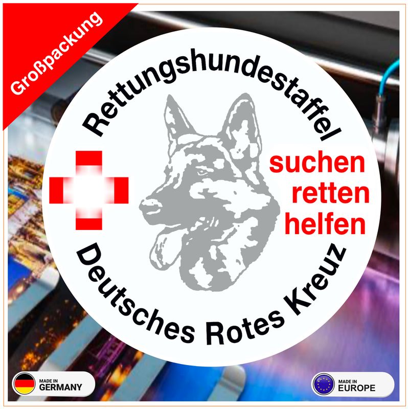 Rettungshundestaffel - Rundlogo - Deutsches Rotes Kreuz- Aufkleber  Großpackung
