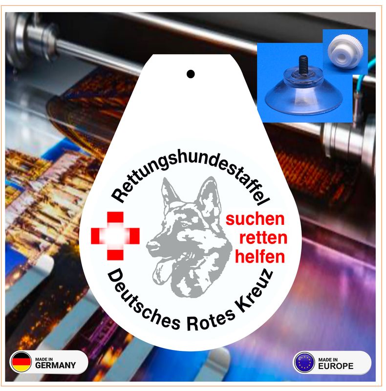 Rettungshundestaffel Wappen, Schild mit Saugnapf Rettungshundestaffel Wappen, Schild mit Saugnapf