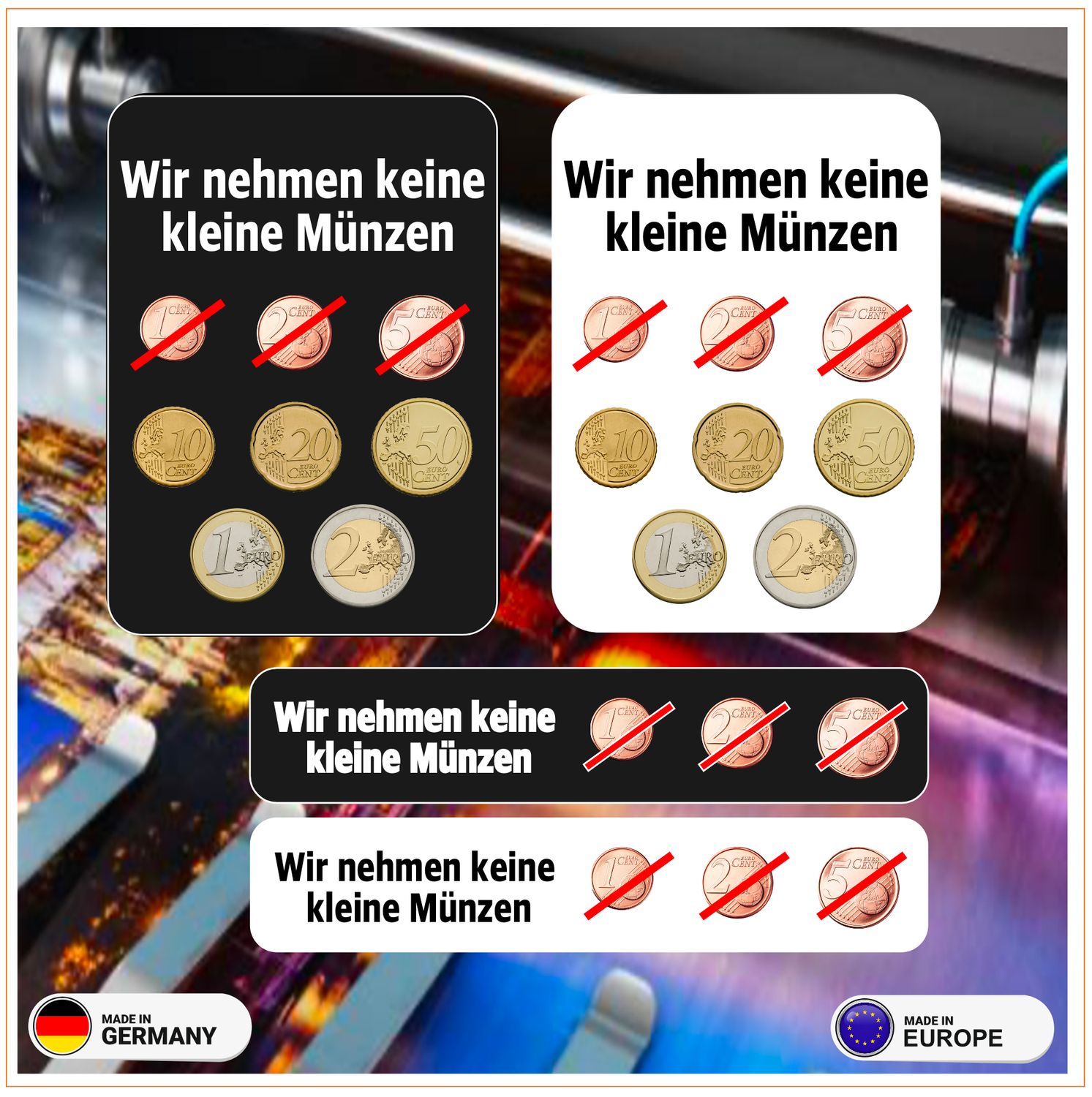 Keine kleine Münzen - 4 Stück Aufkleber