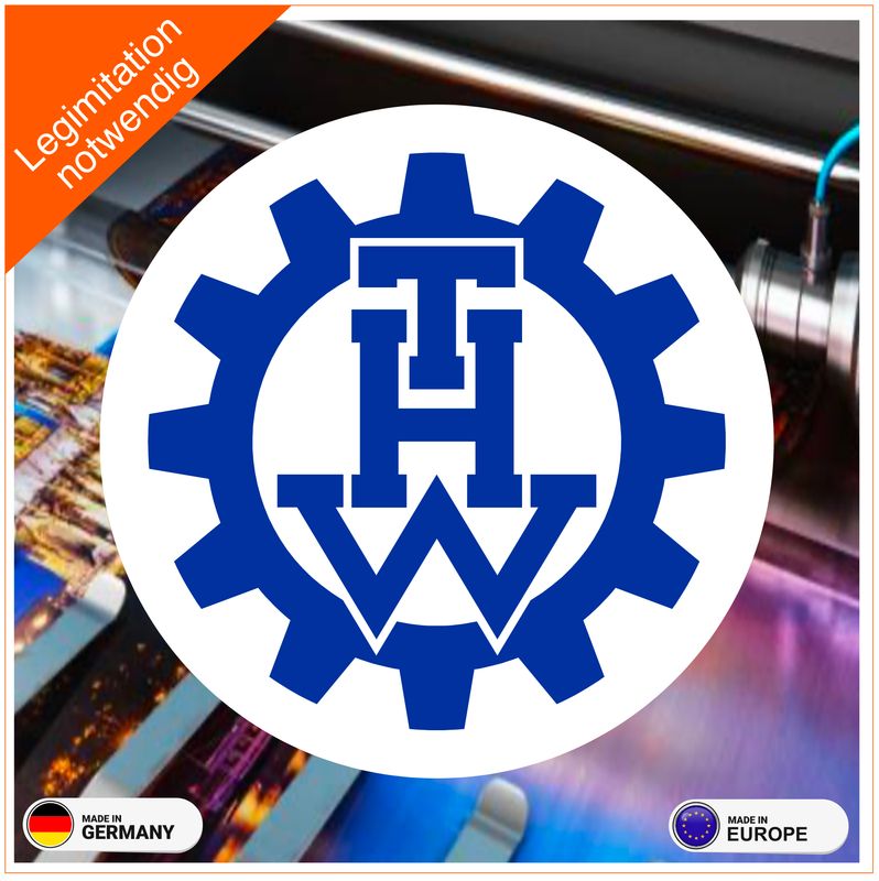 THW Technisches Hilfswerk Aufkleber Druck  - Rundlogo - 4-8 Jahre