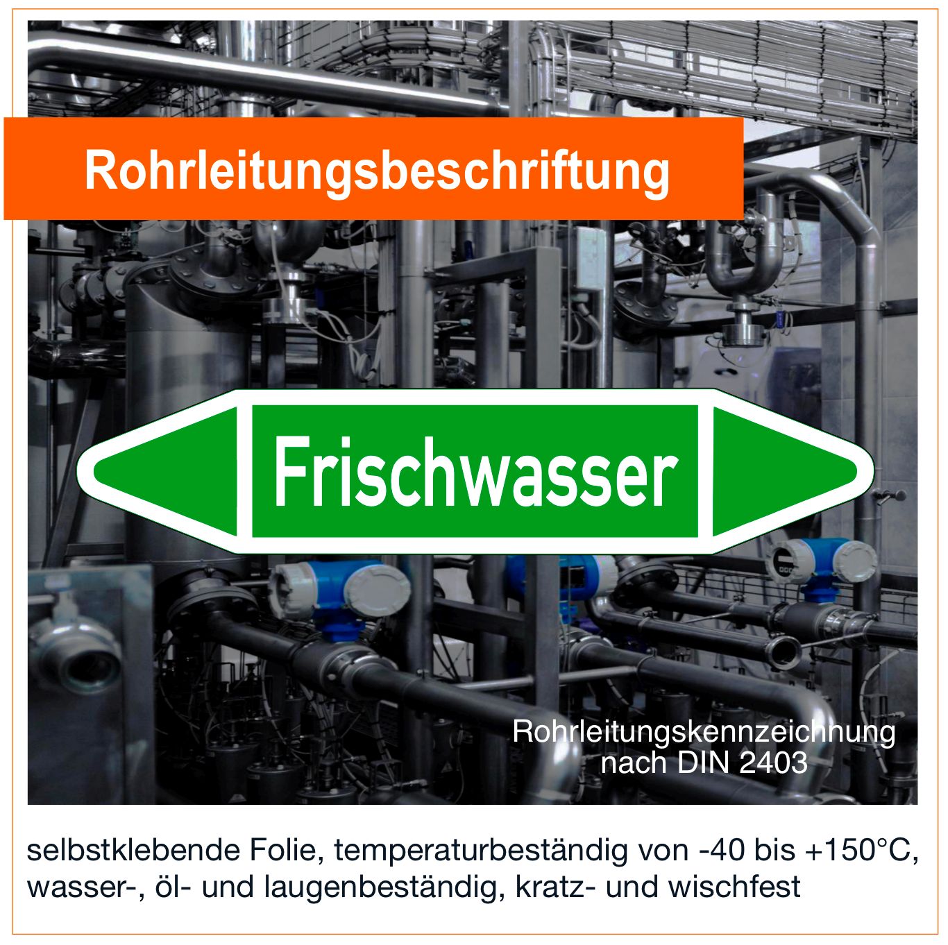 Frischwasser  - Rohrleitungskennzeichnung (VE 10 Stück)
