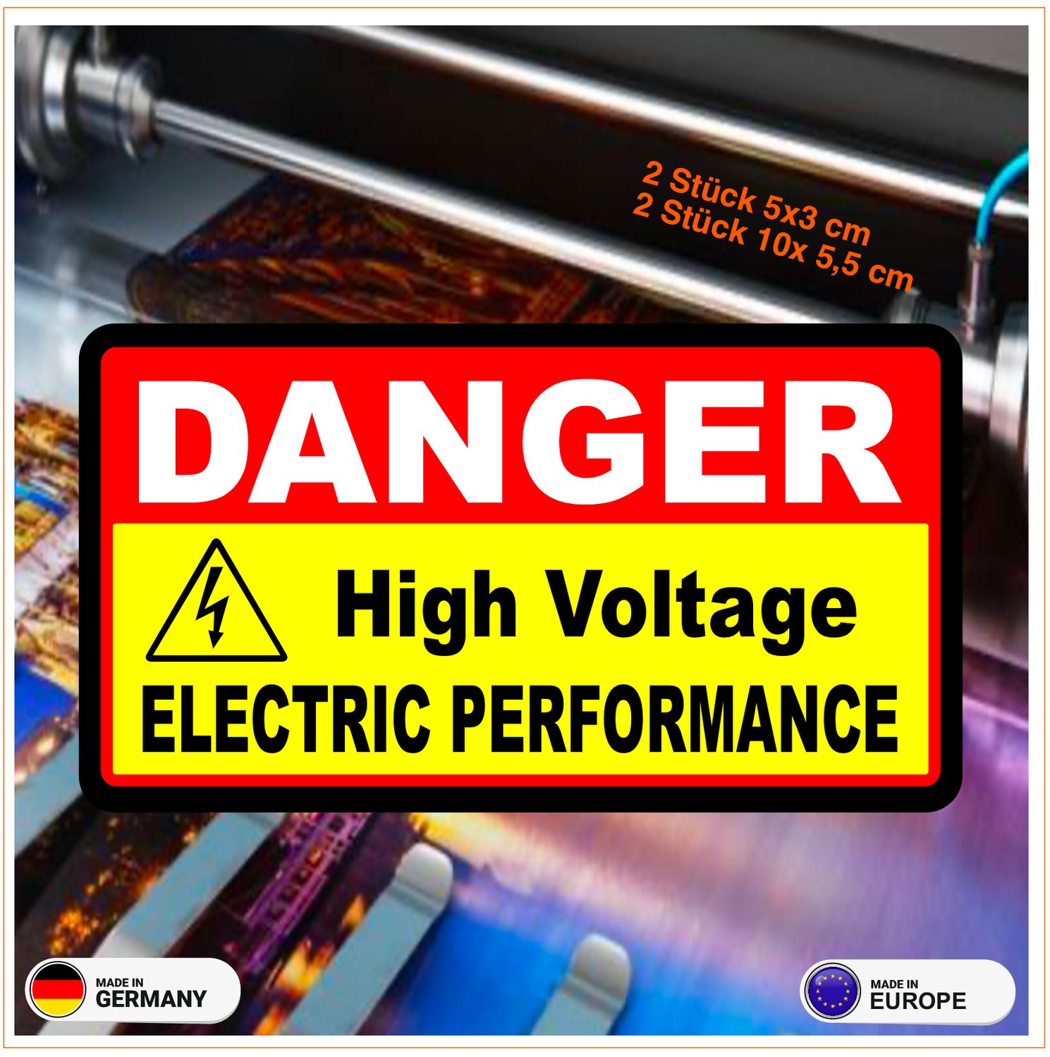 DANGER High Voltage Elektric Perfomance Aufkleber -  Elektrofahrzeug, Elektric Vehicle