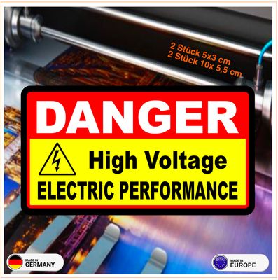DANGER High Voltage Elektric Perfomance Aufkleber - Elektrofahrzeug, Elektric Vehicle DANGER High Voltage Elektric Perfomance Aufkleber - Elektrofahrzeug, Elektric Vehicle