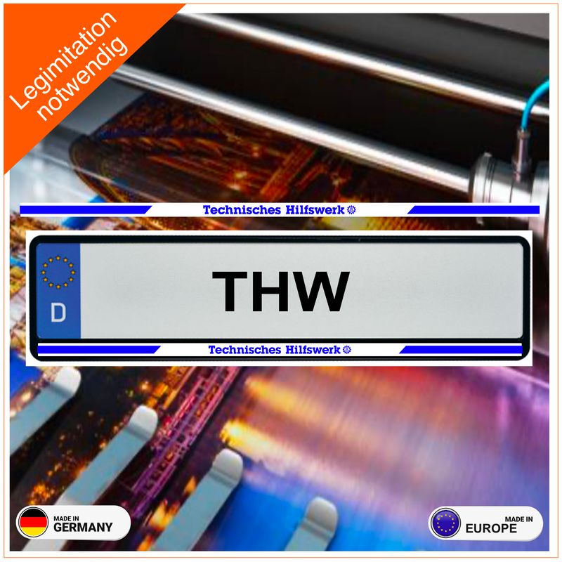 THW Technisches Hilfswerk Nummernschildaufkleber  (VE 2 Stück)