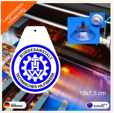 THW Wappen Bundesanstalt, Schild mit Saugnapf THW Wappen Bundesanstalt, Schild mit Saugnapf