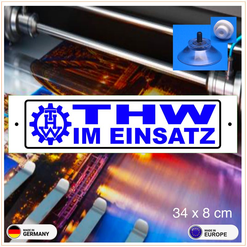 THW Technisches Hilfswerk, Schild mit Saugnapf
