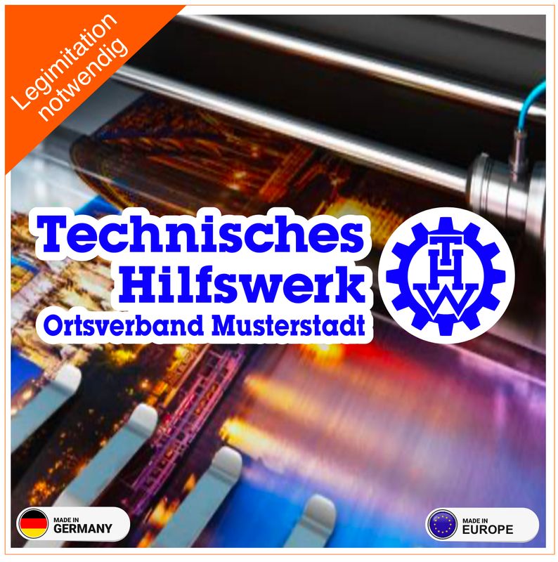 THW Langlogo mit ihrem Ortsverband Aufkleber