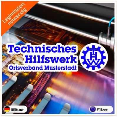THW Langlogo mit ihrem Ortsverband Aufkleber