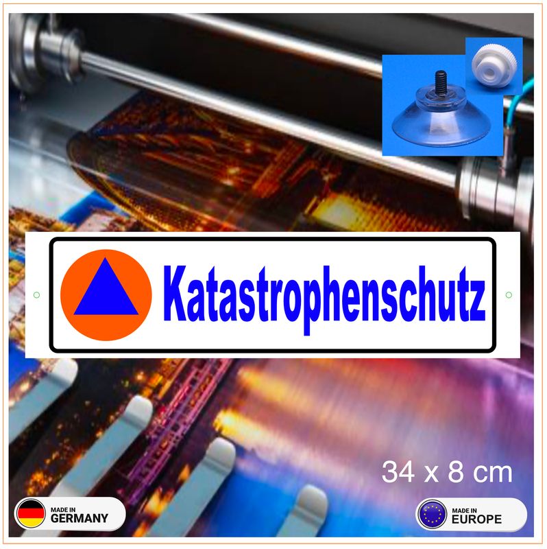 Katastrophenschutz, Aluminumschild Schild mit Saugnapf