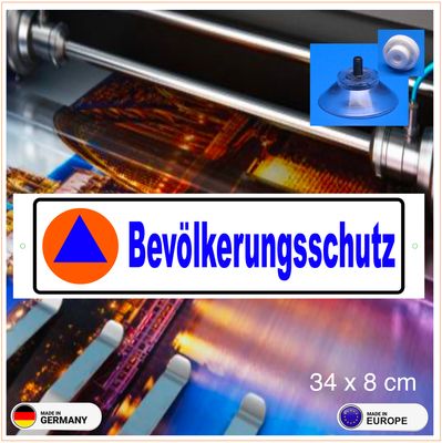 Bevölkerungsschutz, Schild mit Saugnapf