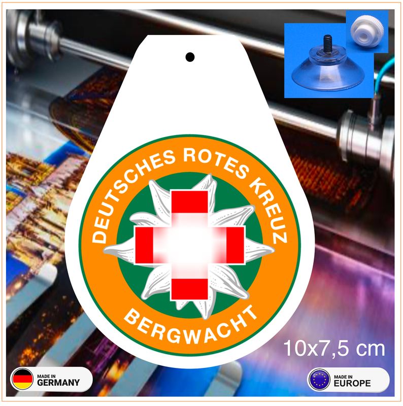 Bergwacht  Wappen, Schild mit Saugnapf Bergwacht  Wappen, Schild mit Saugnapf