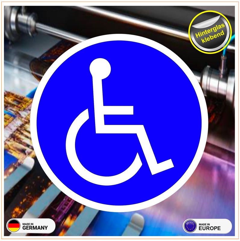 Behinderung  Rollstuhl Rundlogo  Aufkleber Hinterglasklebend Behinderung  Rollstuhl Rundlogo  Aufkleber Hinterglasklebend